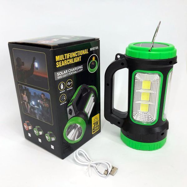 Кемпінговий ліхтар XBL 818C-3W+COB, Ліхтарик акумуляторний кемпінговий, Ліхтар-світильник. Колір: зелений 00023495 фото