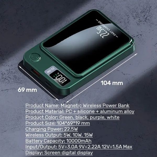 Power bank беспроводной XIYT Y211 / быстрая зарядка / Magsafe / Magnetic / 22.5W + 15W / 10000 mAh 00024694 фото