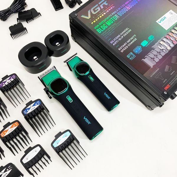 Комплект VGR 2 в 1 V-885 S2 GREEN, аккумуляторная машинка для стрижки и триммер 00015265 фото