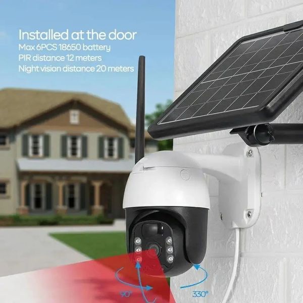 Поворотная уличная IP Solar камера PTZ видеонаблюдения с солнечной панелью 00024364 фото