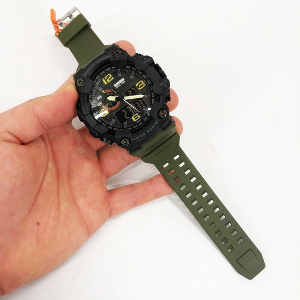 Часы наручные мужские SKMEI 1520AG ARMY GREEN, военные мужские наручные часы зеленые. Цвет: зеленый 00022044 фото