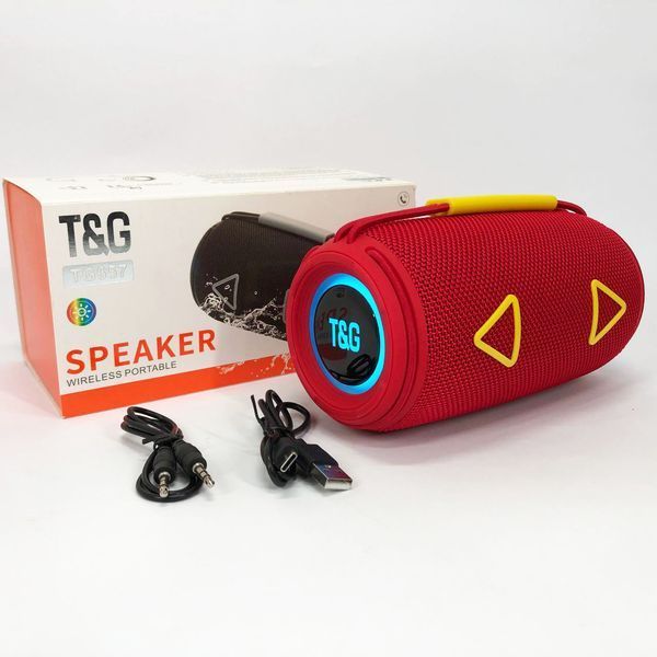 Bluetooth-колонка TG657 з RGB підсвічуванням 1500 mAh, бездротова колонка портативна потужна. Колір: червоний 00017244 фото