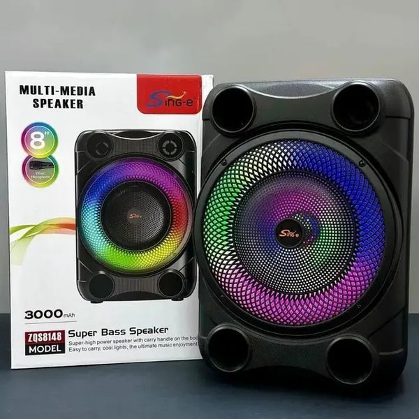 Беспроводная караоке колонка с микрофоном и RGB-подсветкой Sing-e ZQS8148 00024459 фото
