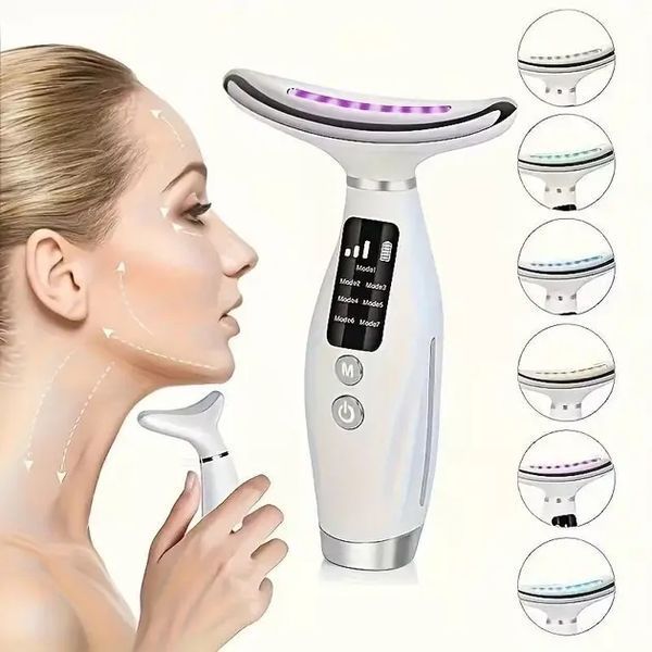 Аккумуляторный электрический массажер для лица Neck Beauty Device с LED-дисплеем, 7 режимов, USB-зарядка 00015750 фото