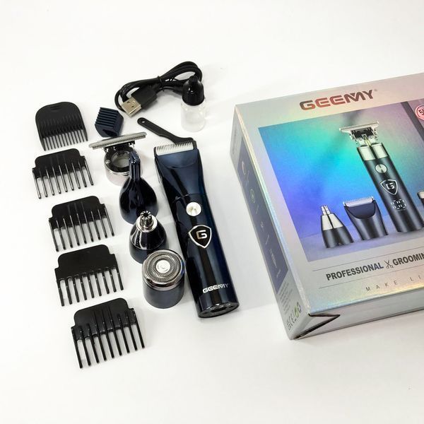 Мужской набор Geemy GM-8012 4 в 1, электробритва с насадками для бороды, тример для бороды 00015170 фото