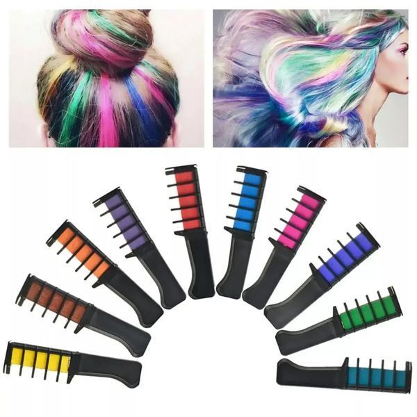 Набор мела для волос 6 шт Hair chalk Разноцветные красители расческа для детей и взрослых 00014598 фото