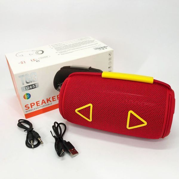 Bluetooth-колонка TG657 з RGB підсвічуванням 1500 mAh, бездротова колонка портативна потужна. Колір: червоний 00017244 фото