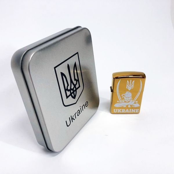 Дугова електроімпульсна запальничка USB Україна (металева коробка) HL-449. Колір: золотий 00023036 фото