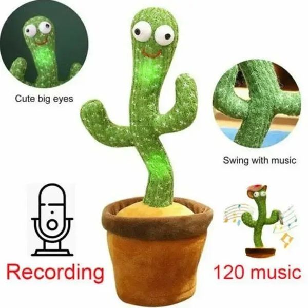 Танцующий кактус, свето - музыкальная игрушках, Dancing Cactus TikTok кактус в вазоне 34 см 00015843 фото