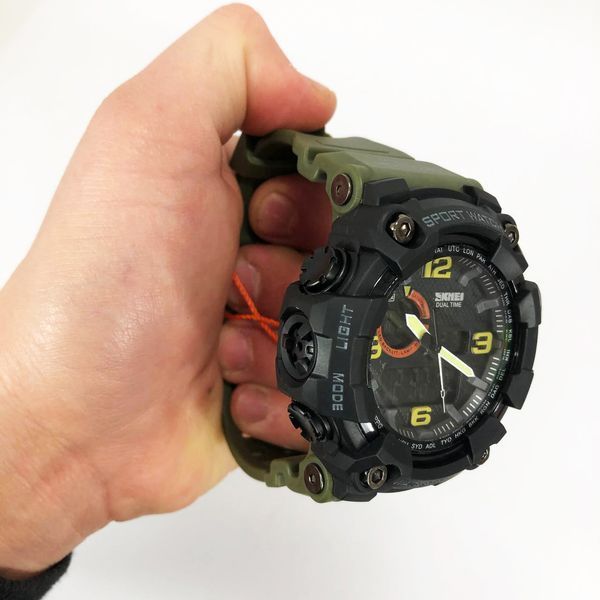 Часы наручные мужские SKMEI 1520AG ARMY GREEN, военные мужские наручные часы зеленые. Цвет: зеленый 00022044 фото