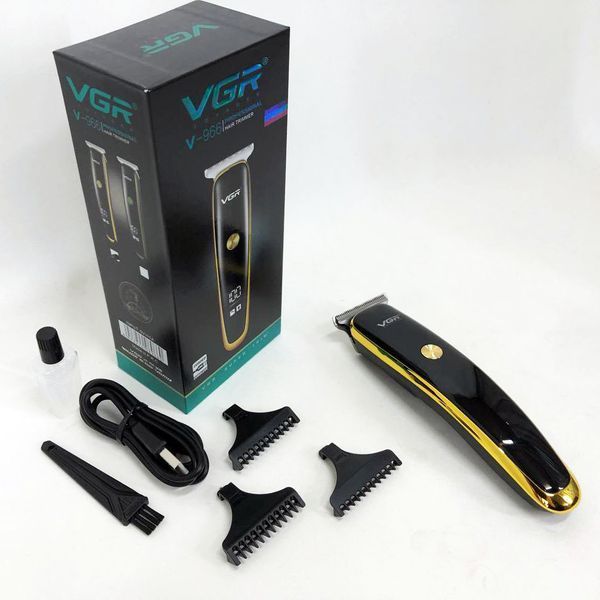 Триммер для стрижки волос и бороды VGR V-966 LED Display, машинка мужская для бритья. Цвет: золотой 00015302 фото