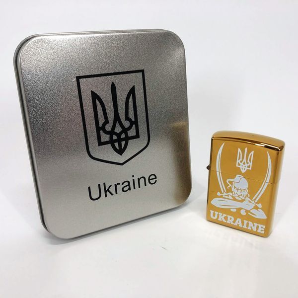 Дугова електроімпульсна запальничка USB Україна (металева коробка) HL-449. Колір: золотий 00023036 фото