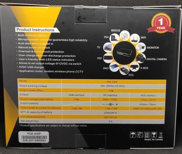ИБП SKE POE-43ip для роутерів/комутаторів/PON 00018135 фото