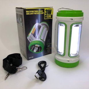 Ліхтар кемпінговий із сонячною панеллю 5158-LED-COB power bank, переносний ліхтар. Колір: зелений 00022927 фото