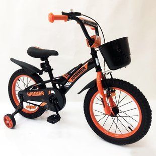 Дитячий двоколісний велосипед Hammer Smart H2021 20 дюймів із бічними колесами, кошиком. Колір: оранж 00016281 фото
