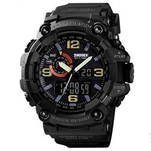 Часы наручные мужские SKMEI 1520BK BLACK, армейские часы противоударные. Цвет: черный 00022430 фото