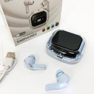 Беспроводные вакуумные наушники TWS с LED дисплеем, влагозащита IPx4 Bluetooth 5.4 с кейсом. Цвет: голубой 00023820 фото