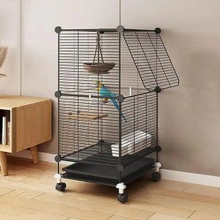 Металлическая клетка для птиц на колесах с аксессуарами 82х37х37см KP-82 00021989 фото