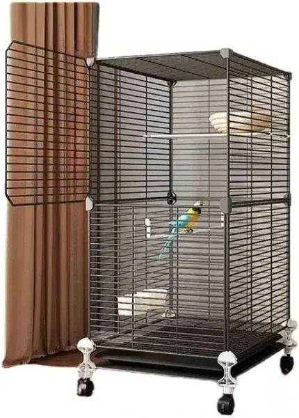 Металева клітка для птахів на колесах з аксесуарами 82х37х37см KP-82 00021989 фото