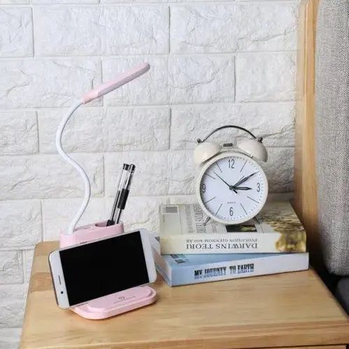 Рожева Акумуляторна настільна LED лампа Bionic Desk Lamp c USB виходом, органайзером та підставкою для смартфона 00023173 фото