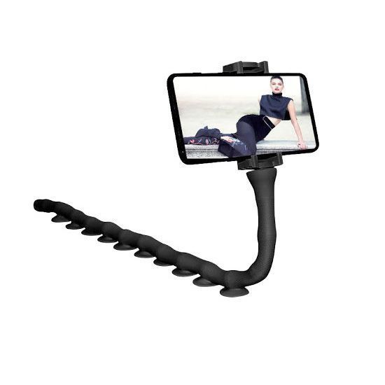 Гнучкий тримач для телефону з універсальними присосками Cute Worm Lazy Holder. Колір: чорний 00012531 фото