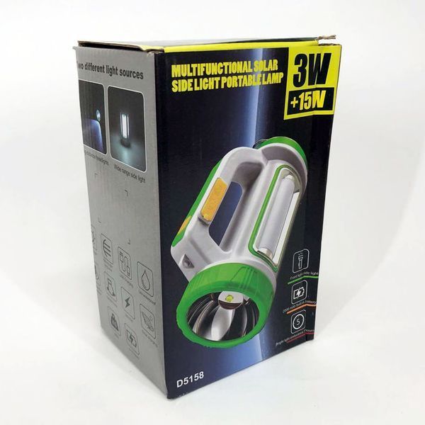 Фонарь кемпинговый с солнечной панелью 5158-LED-COB power bank, переносной фонарь. Цвет: зеленый 00022927 фото