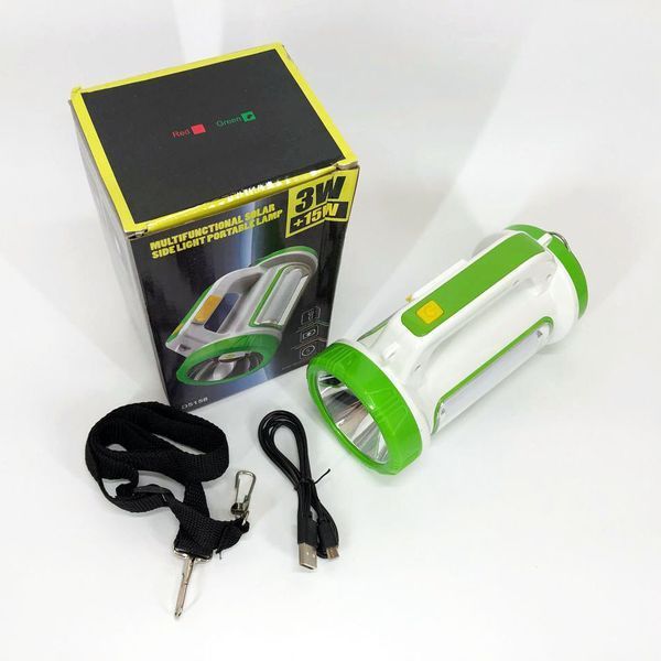 Фонарь кемпинговый с солнечной панелью 5158-LED-COB power bank, переносной фонарь. Цвет: зеленый 00022927 фото