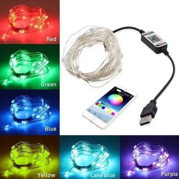 Светодиодная умная гирлянда Smart LED 20м IP65 с Bluetooth для елки от USB 20м 00024909 фото