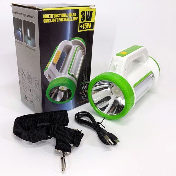 Фонарь кемпинговый с солнечной панелью 5158-LED-COB power bank, переносной фонарь. Цвет: зеленый 00022927 фото