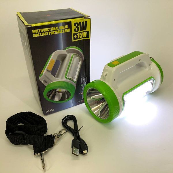 Фонарь кемпинговый с солнечной панелью 5158-LED-COB power bank, переносной фонарь. Цвет: зеленый 00022927 фото