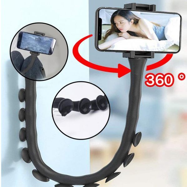 Гнучкий тримач для телефону з універсальними присосками Cute Worm Lazy Holder. Колір: чорний 00012531 фото
