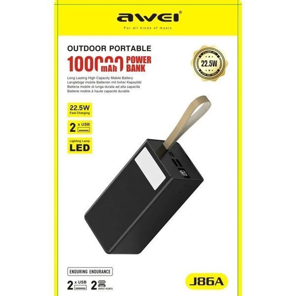 Універсальний енергобанк Power Bank Awei J86A 100000 mAh 00017870 фото