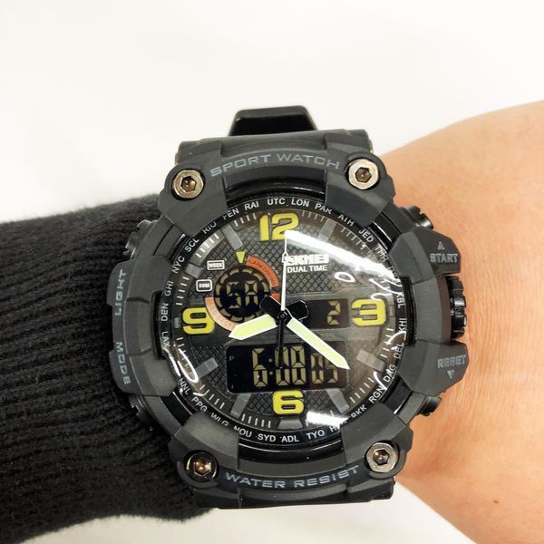 Часы наручные мужские SKMEI 1520BK BLACK, армейские часы противоударные. Цвет: черный 00022430 фото