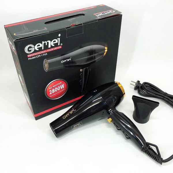 Фен Gemei GM 1765 Професійний фен для волосся дві швидкості та три режими для сушіння та укладання волосся 00014545 фото