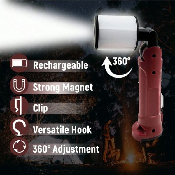 Фонарь аккумуляторный WORKLIGHT-072-XPE 10W 350Lm с крюком и магнитом, Многофункциональный led фонарь 00023046 фото