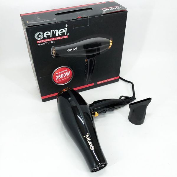 Фен Gemei GM 1765 Професійний фен для волосся дві швидкості та три режими для сушіння та укладання волосся 00014545 фото