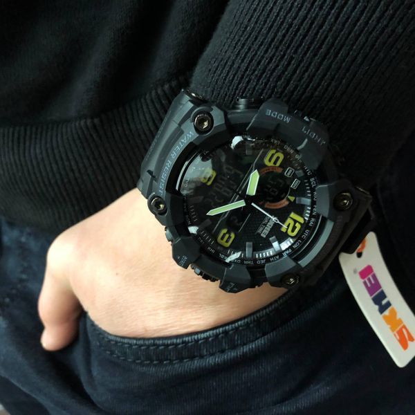 Часы наручные мужские SKMEI 1520BK BLACK, армейские часы противоударные. Цвет: черный 00022430 фото