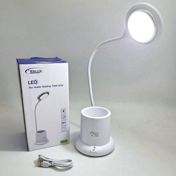 Настольная лампа аккумуляторная на гибкой ножке с органайзером Tedlux TL-1006, usb светильник гибкий 00023481 фото