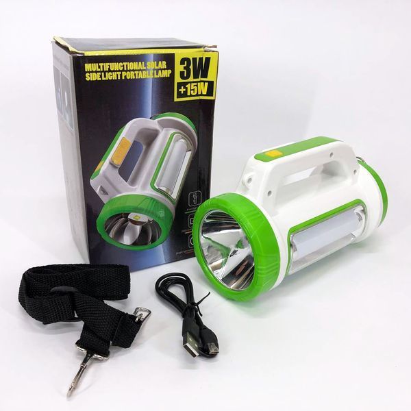Фонарь кемпинговый с солнечной панелью 5158-LED-COB power bank, переносной фонарь. Цвет: зеленый 00022927 фото
