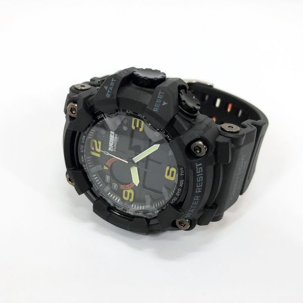 Часы наручные мужские SKMEI 1520BK BLACK, армейские часы противоударные. Цвет: черный 00022430 фото