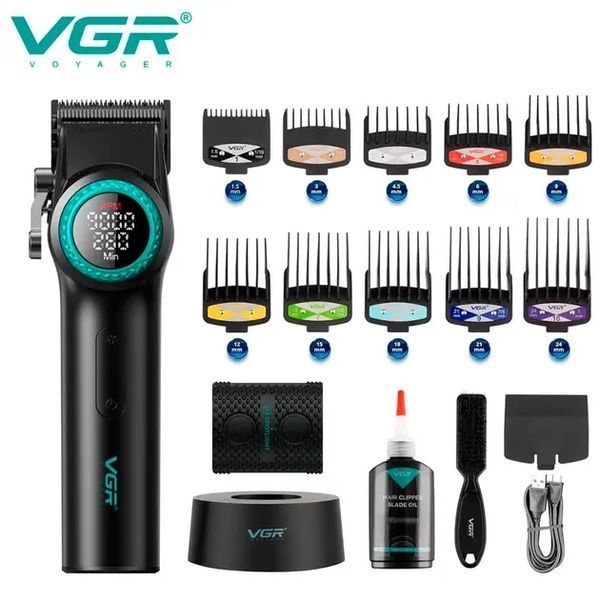 Аккумуляторная машинка для стрижки VGR V-001, 10 насадок, 9000 RPM, АКБ 4600 mAh, LED дисплей 00021655 фото
