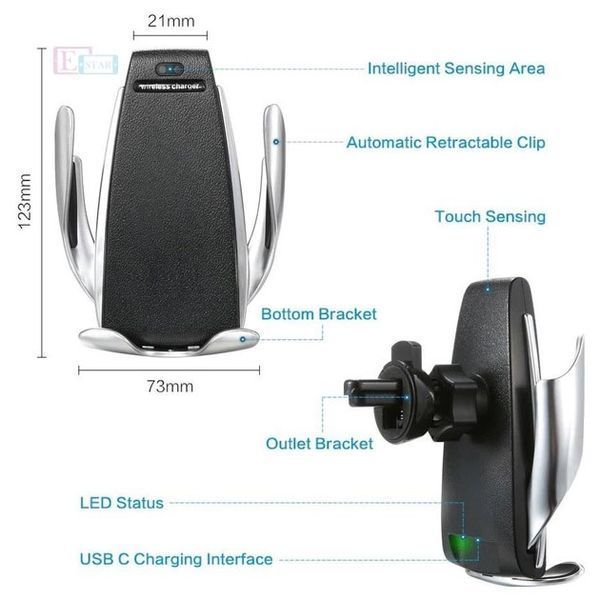 Автомобильный держатель с беспроводной зарядкой Smart Sensor S5 00017062 фото