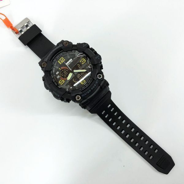 Часы наручные мужские SKMEI 1520BK BLACK, армейские часы противоударные. Цвет: черный 00022430 фото
