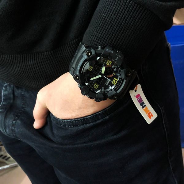 Часы наручные мужские SKMEI 1520BK BLACK, армейские часы противоударные. Цвет: черный 00022430 фото