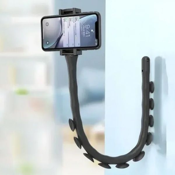 Гнучкий тримач для телефону з універсальними присосками Cute Worm Lazy Holder. Колір: чорний 00012531 фото