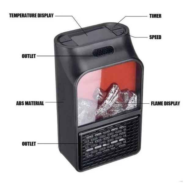 Обігрівач електричний Flame Heater 1000W з пультом 00018624 фото