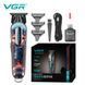 Тример акумуляторний для стрижки vgr v-260 red, 3 насадки, led дисплей 00014840 фото 1