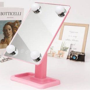 Настольное зеркало для макияжа Cosmetie mirror 360 Rotation Angel с подсветкой. Цвет: розовый 00015278 фото