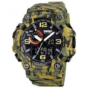 Часы наручные мужские SKMEI 1520CMGN CAMO GREEN, часы военные мужские, для военнослужащих. Цвет: камуфляж 00022045 фото