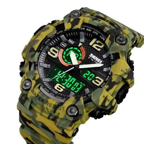 Годинник наручний чоловічий SKMEI 1520CMGN CAMO GREEN, годинник військовий чоловічий, для військовослужбовців. Колір: камуфляж 00022045 фото
